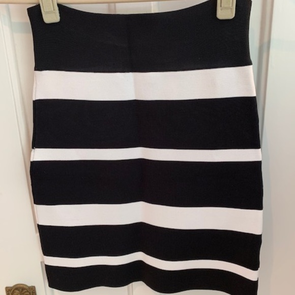 BCBGMaxAzria Black/Combo Striped Bandage Skirt - Picture 2 of 4